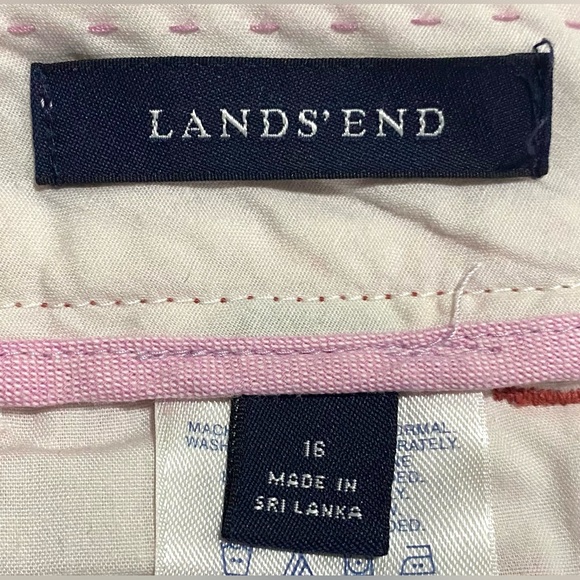 Lands’ End Womens 16 Solid Red Cotton Pants Classic Preppy Traditional Coastal - Picture 11 of 12